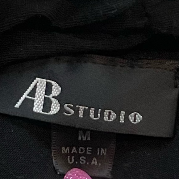 AB Studio 2 in 1 cardigan blouse top black white pullover medium stretchy floral - Picture 8 of 9